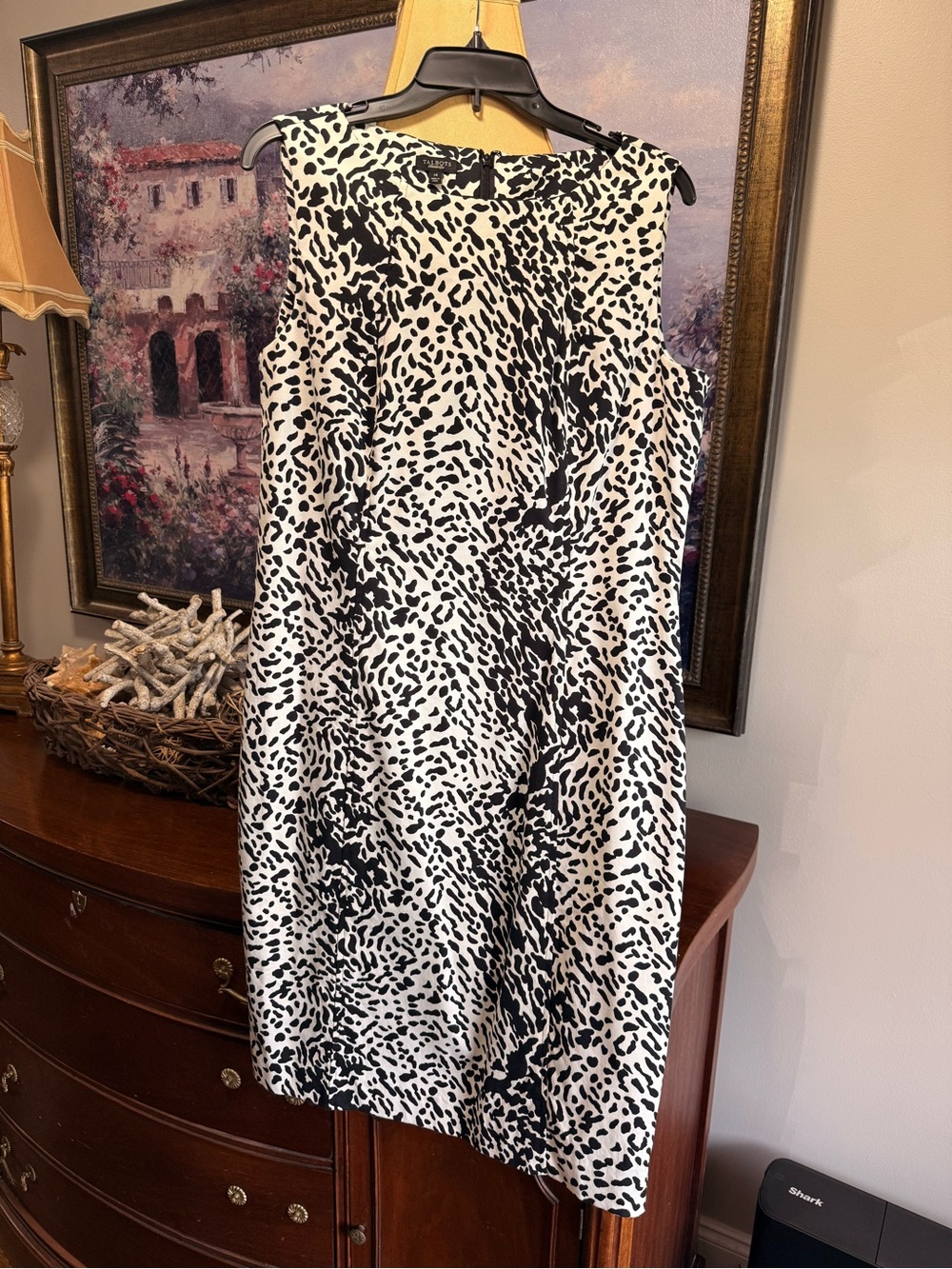Talbots Black and White A-Line Animal Print Skirt